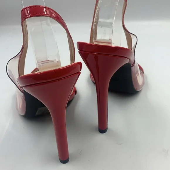 Striking Red High Stiletto Slingback Heels - Picture 3 of 4